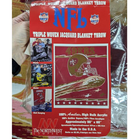 San Francisco 49ers Football blanket NFL Triple Woven Jacquard Throw 50 x 60" - Picture 3 of 11